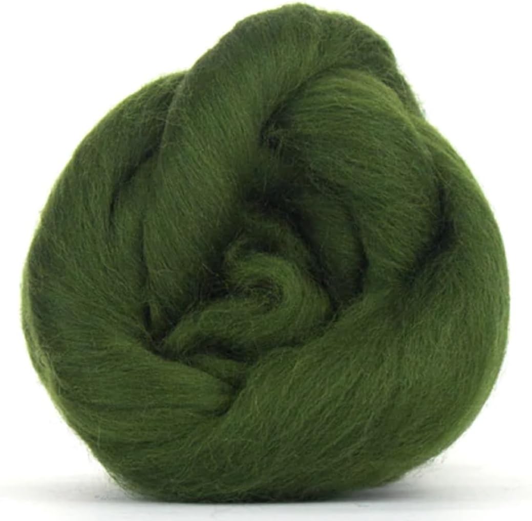 Revolution Fibers Merino Wool Roving | Premium Combed Wool Top | 22 Micron, Perfect for Felting Projects, Spinning, Wall Hangings and Tapestry (Willow Green)