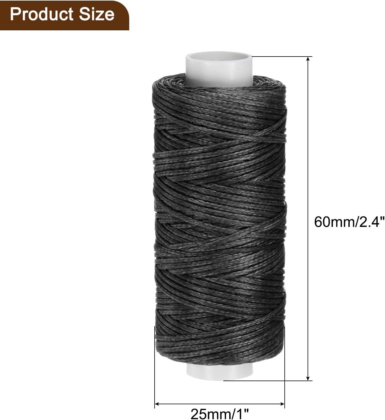 uxcell Leather Sewing Waxed Thread, 55 Yards / 50m 0.8mm 150D Flat Polyester All-Purpose Threads for Leather Crafts, Bookbinding, Black