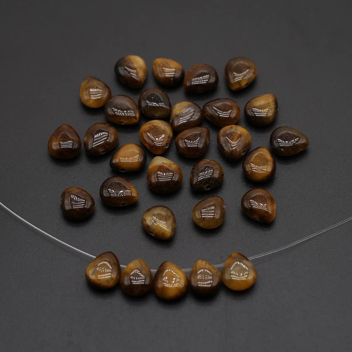 LE SKY 50 Pcs Natural Stone Beads Waterdrop Shape Healing Chakra Polished Assorted Crystal Quartz Agate Stone Charms for Jewelry Making Necklace Bracelet