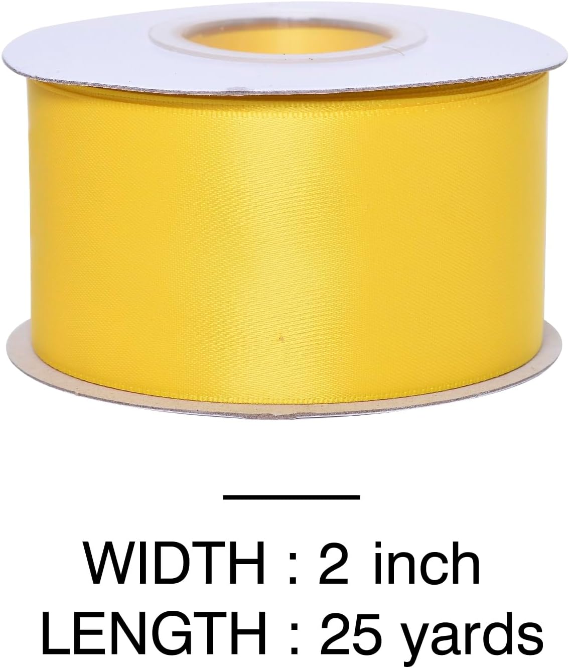 YAMA Yellow Double Faced Satin Ribbon, 2 Inch 25 Yards, Great for Crafts Bows Flower Bouquet Wedding Home Decor Gift Wrapping