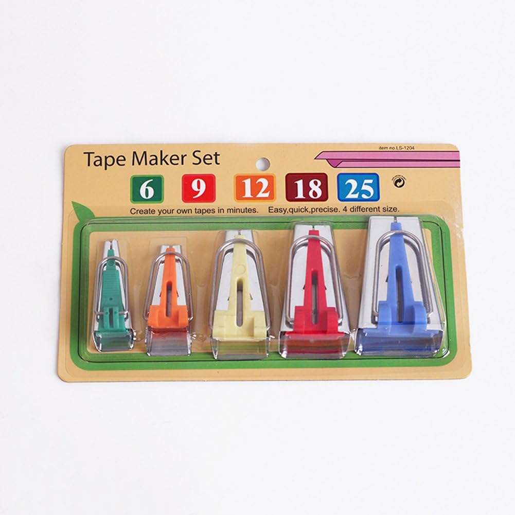 HONEYSEW Set of 15 Size Fabric Bias Tape Maker Tools Fabric Sewing Quilting Bias Binding Maker Come with 40 pcs of Multi-Color Quilting Pins Jelly Roll Sasher Tool Set