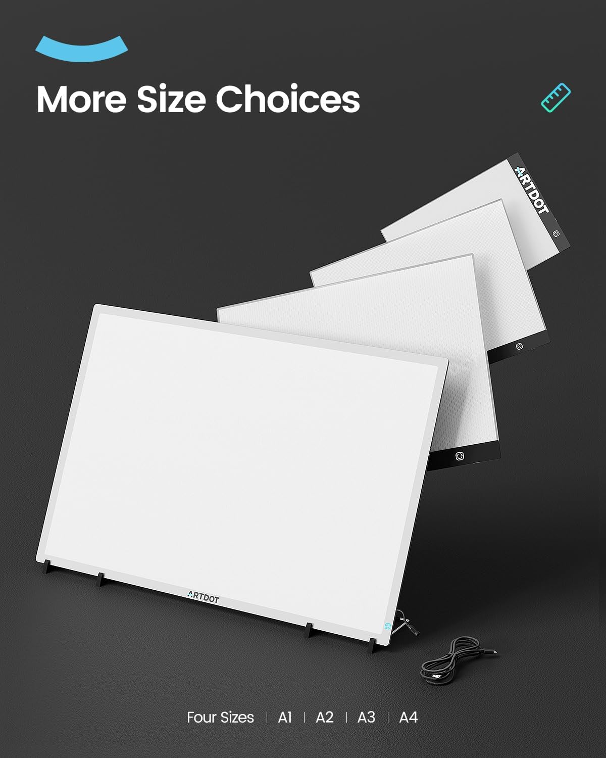 ARTDOT A3 LED Light Pad for Diamond Art Kits for Adults, USB Powered Light Board Kit, Adjustable Brightness with Diamond Painting Tools Detachable Stand and Clips