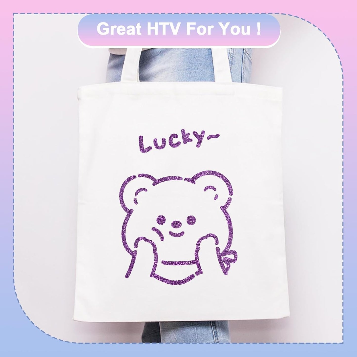 Glitter HTV Heat Transfer Vinyl Rolls- 12" x 10ft. Glitter Iron on Vinyl for DIY T-Shirts, Glitter for All Cutters, Heat Transfer Vinyl (Purple)