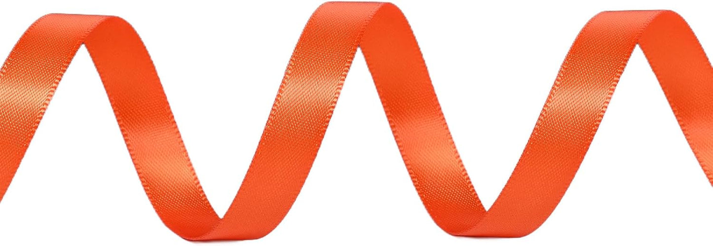 YAMA Orange Double Faced Satin Ribbon 3/8 Inch 25 Yards Thin Orange Fabric Ribbon for Gift Wrapping Crafts Hair Bows Wedding Party Christmas Decoration