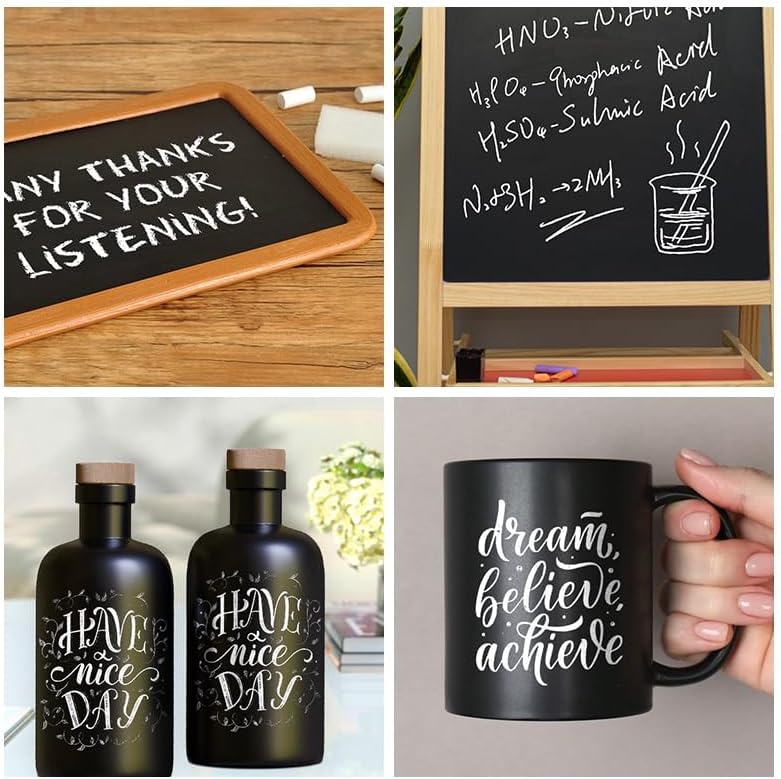 Chalkboard Paint Black Chalk Board Paint for Wood, Metal, Glass, Wall, Plaster Boards Sign, Frame Any Surface Black Matte Finish, Acrylic Non-Toxic, Quick-Dry - 250g, 9oz, Cover 35 sf