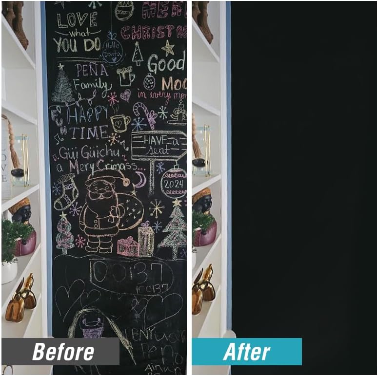 Chalkboard Paint Black Chalk Board Paint for Wood, Metal, Glass, Wall, Plaster Boards Sign, Frame Any Surface Black Matte Finish, Acrylic Non-Toxic, Quick-Dry - 250g, 9oz, Cover