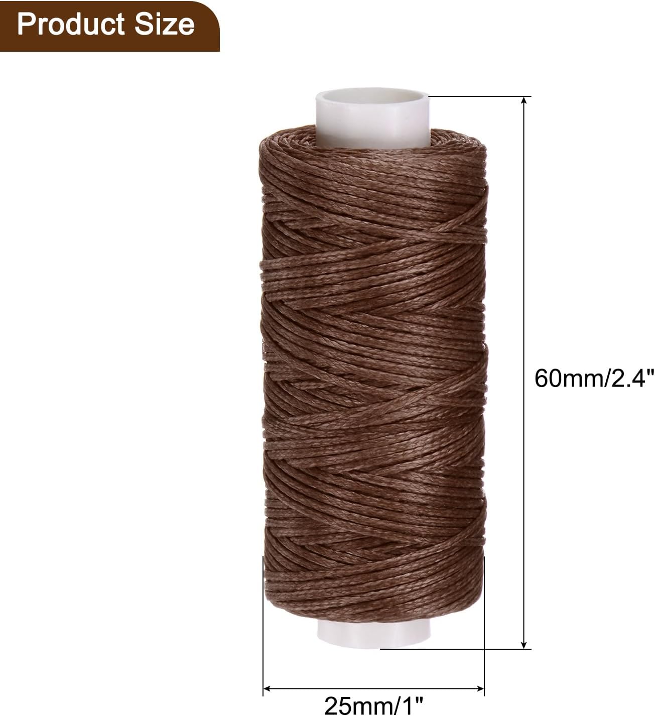 uxcell Leather Sewing Waxed Thread, 55 Yards / 50m 0.8mm 150D Flat Polyester All-Purpose Threads for Leather Crafts, Bookbinding, Dark Brown