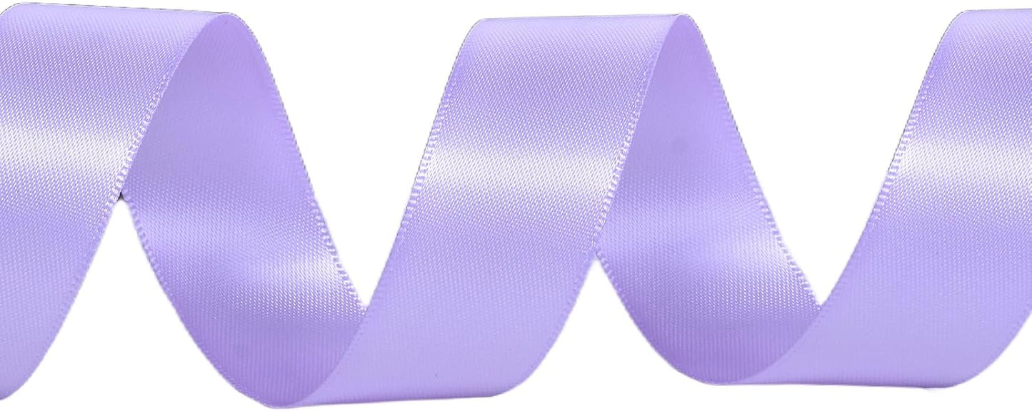 YAMA Light Purple Double Faced Satin Ribbon 7/8 Inch 25 Yards Lilac Ribbon for Gift Wrapping Crafts Hair Bows Wedding Party Decoration