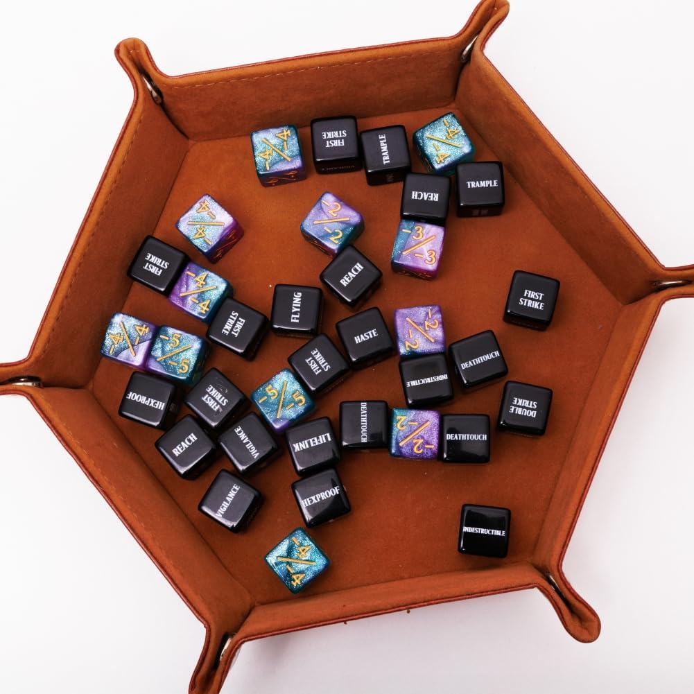 48 PCS MTG Counter Token Dice Abilities Keyword Counters Bulk Creature Stats Buff Magic The Gathering Tokens Dice Set with Bag TCG Card Games Accessories (MTG)