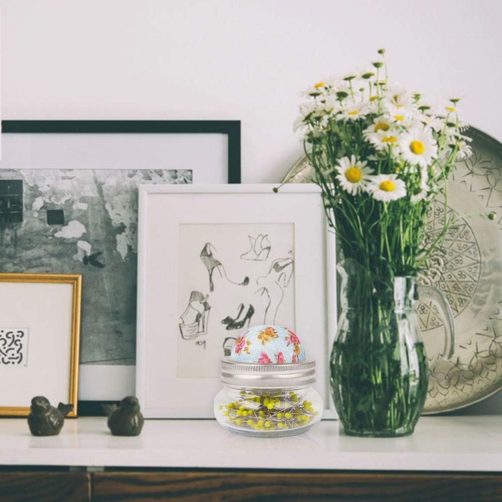 eZAKKA Pin Cushion, Sewing Pins for Sewing with Needle Pin Holder and Glass Bottle 200 Pieces Pearl Needles Quilting Pin Cushion Kit