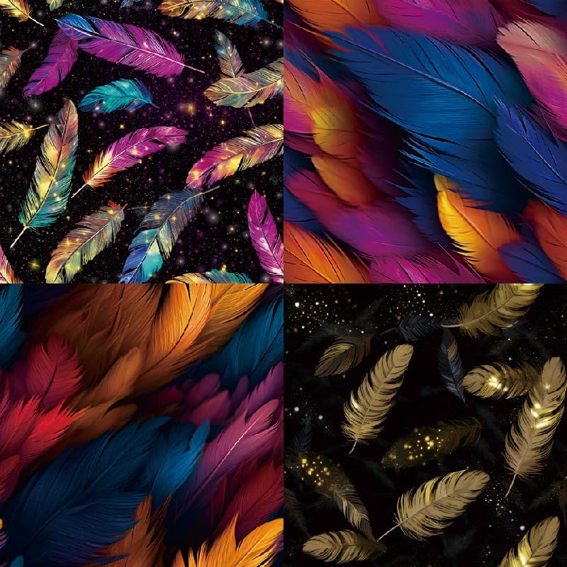 Feather Themed Scrapbook Paper Pad 6x6 inches, Single-Sided Boohoo Designs Printe Decorative Paper Sheets For Craft, Home Decor and Parties-24