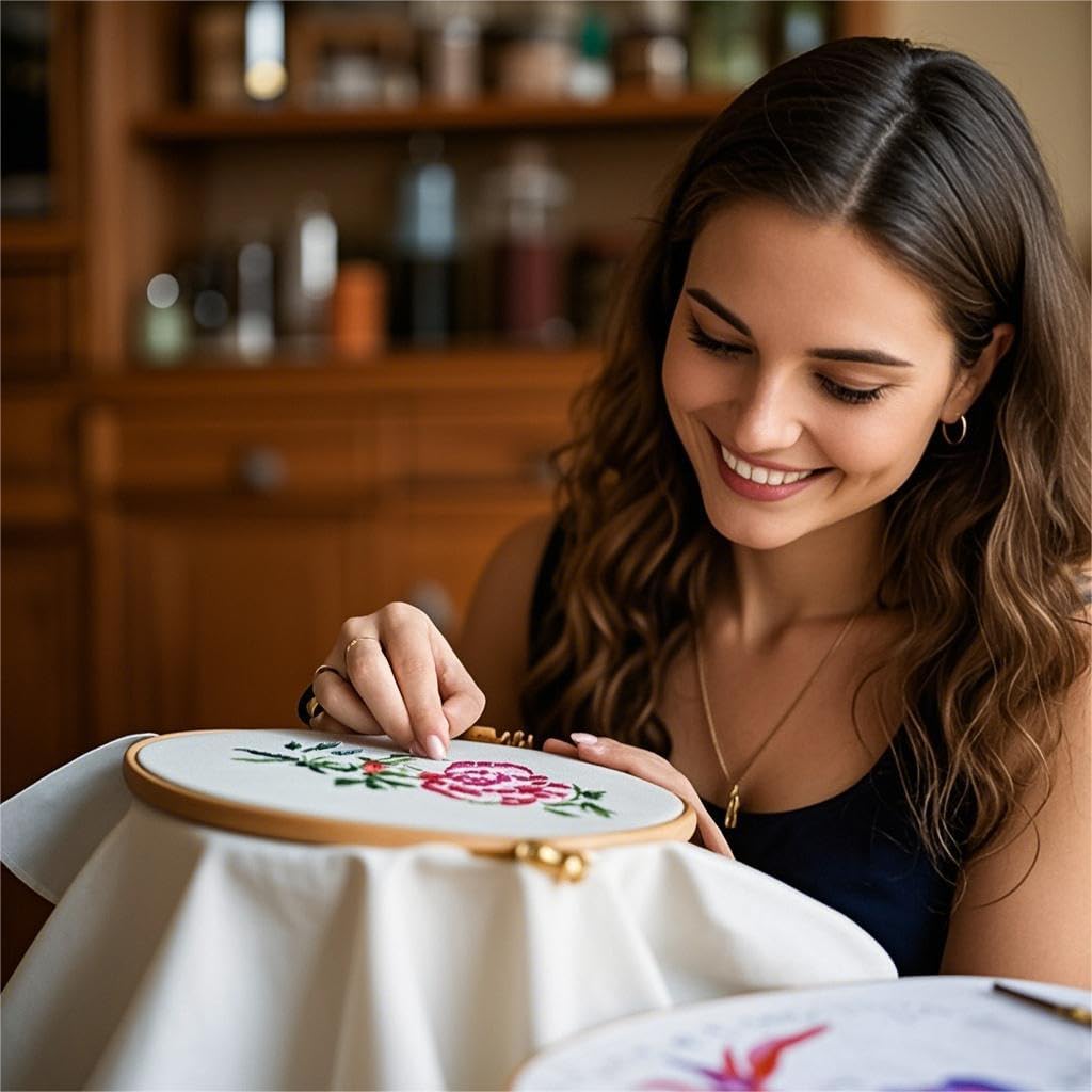 iNee Embroidery Fabric Squares Cotton, 10 Squares of 10 x 10-inch, Cream