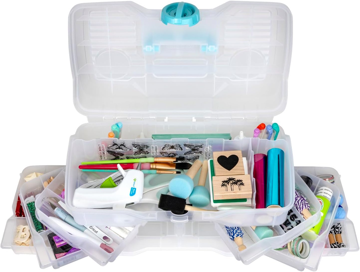 ArtBin Clear Plastic Organizer Small Parts Organizer - for DIY Arts & Crafts Storage Boxes & Organizers, Sewing Storage - Storage Box with Compartments, Project Box - Large (6 Pivot Trays) 6963PB