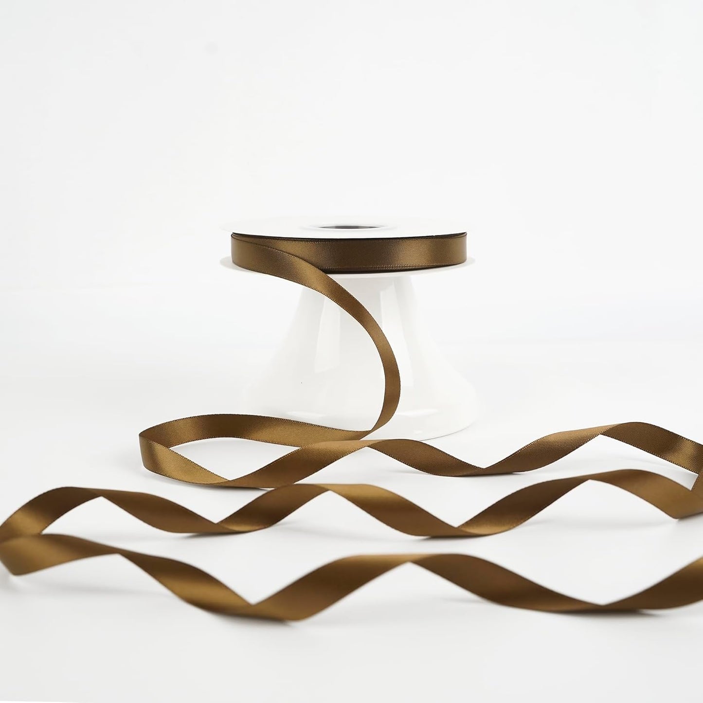 HUIHUANG Brown Satin Ribbon 1/2 inch Continuous 50 Yards Double-Faced Satin Ribbon for Gift Wrapping, Bows, DIY Crafts, Flower Bouquet, Wedding Decor, Holiday Decor