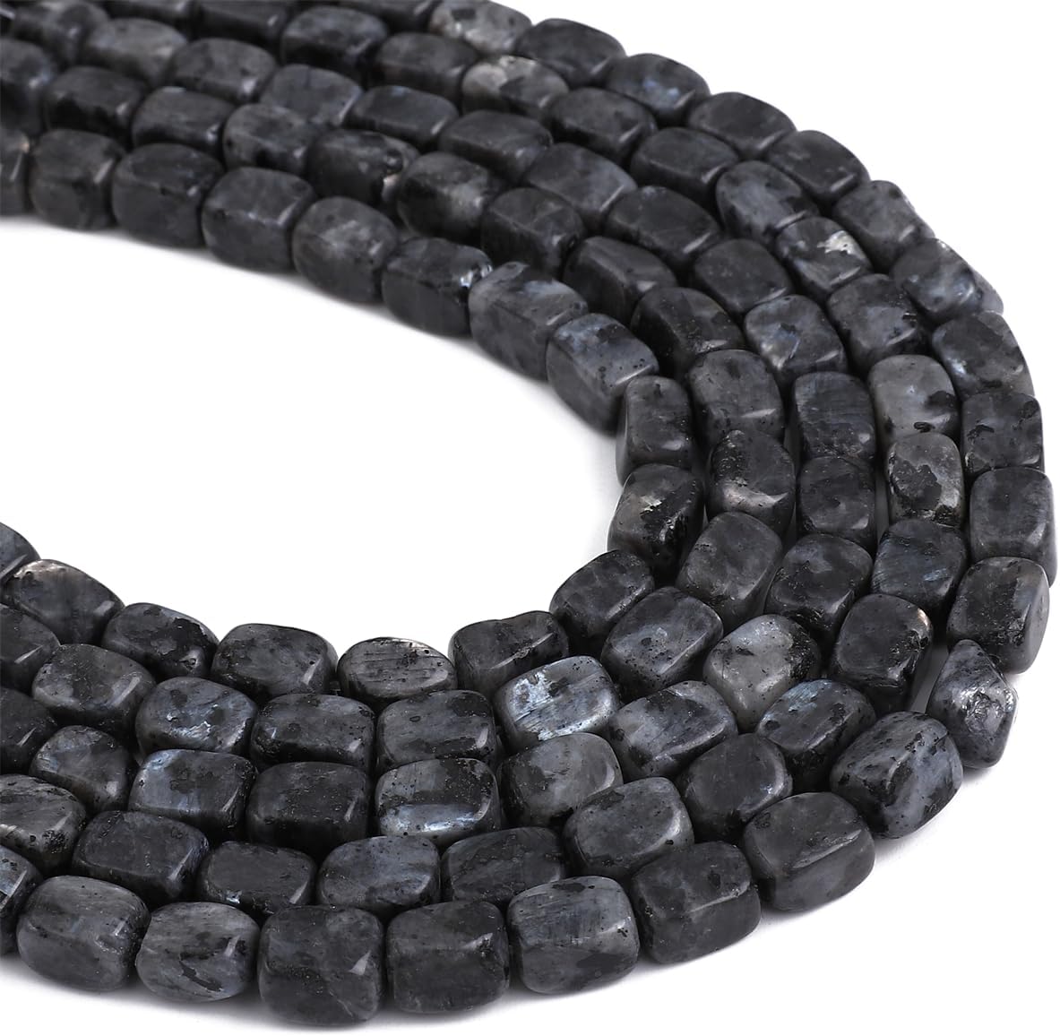 Natural Black Spectrolite Cuboid Stone Loose Semi Gemstone Beads for Jewelry Making 8mmx12mm 38cm/Strand