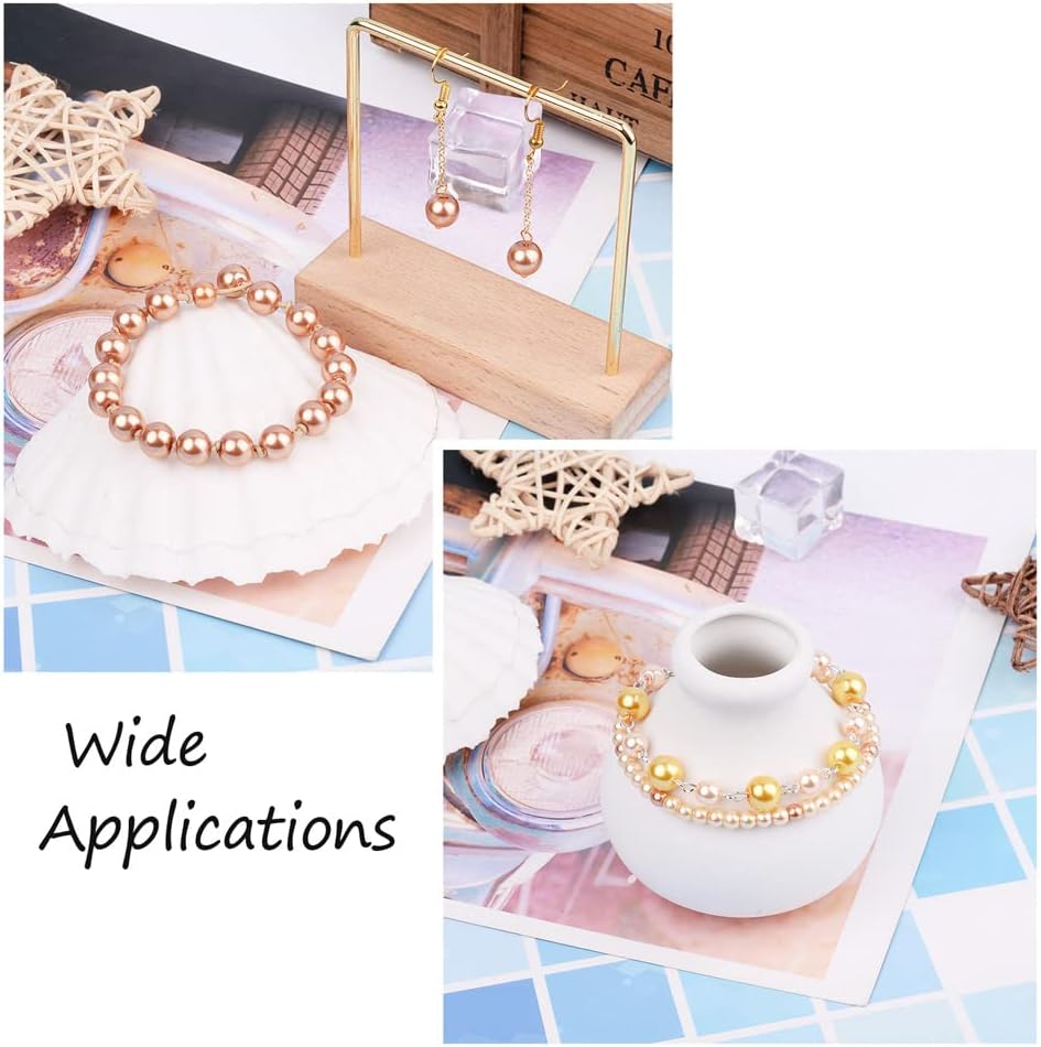 About 1695Pcs 4/6/8mm Glass Pearl Beads Pearlized Beads Multi Colors Round Spacer Beads for DIY Craft Jewelry Making Hole: 1mm, Mixed Gold