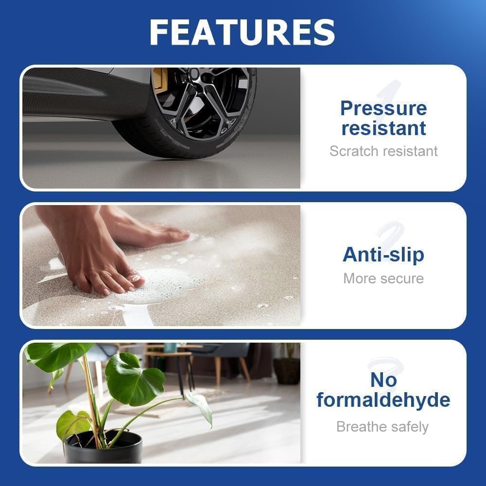 Epoxy Colored Sand Floor Paint, Epoxy Floor Paint for Concrete, High Gloss Marble Effect Coating, Waterproof Non-Slip Concrete Paints, Suitable for Indoor/Outdoor Use (Colorful,32 oz/1 kg)