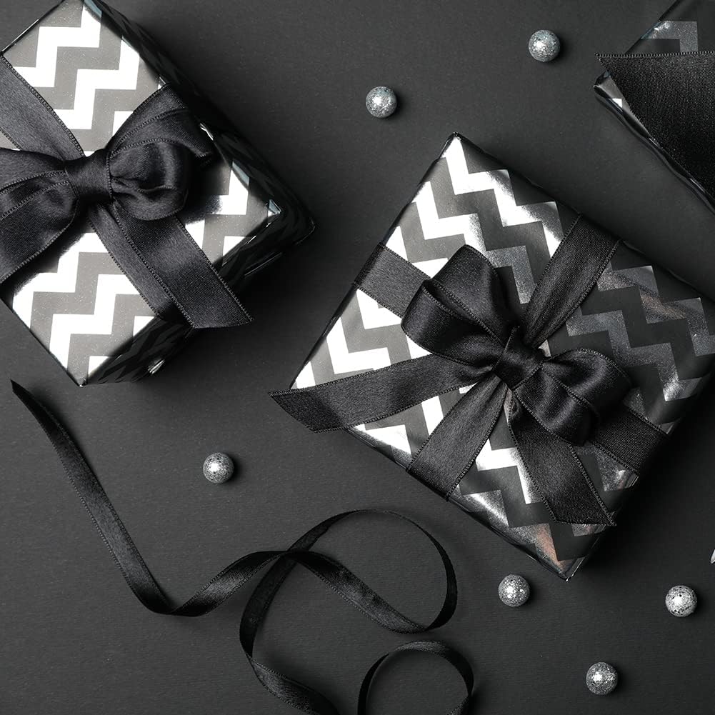 LIUYAXI Black Double Faced Satin Ribbon, 1/8" X Continuous 100 Yards, Thin Ribbons Perfect for Gift Wrapping Wedding Invitation Card Hair Bows Tag Floral Arrangement DIY Craft