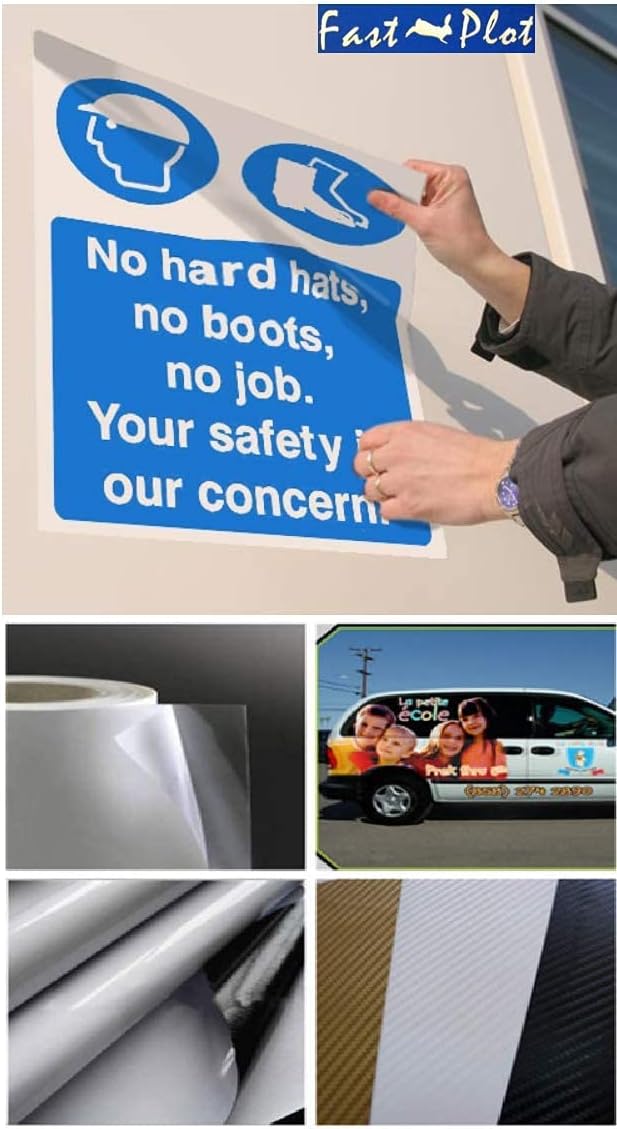 FastPlot Self Adhesive Vinyl - Waterproof 4mil - 24inch x 60ft Roll - 2inch core