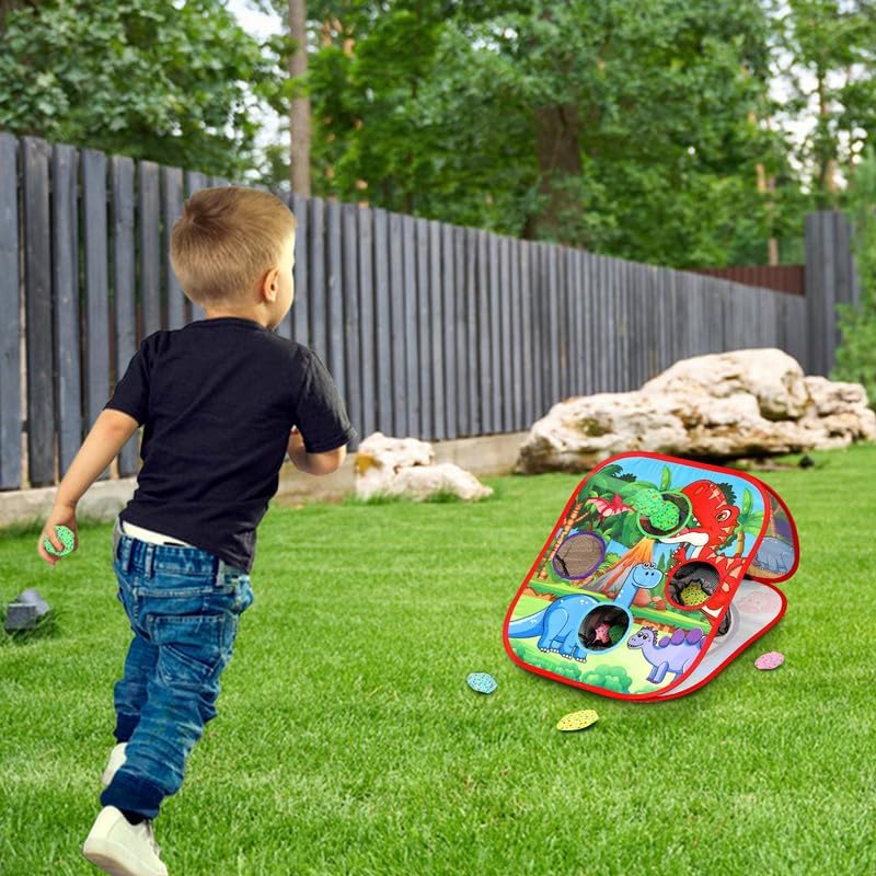 Bean Bag Toss Game for Kids/Double-Sided Foldable Cornhole Board/Backyard Beach Yard Outdoor Toys for Kids Ages 4-8/5-Second Setup/Party Supplies for Kids