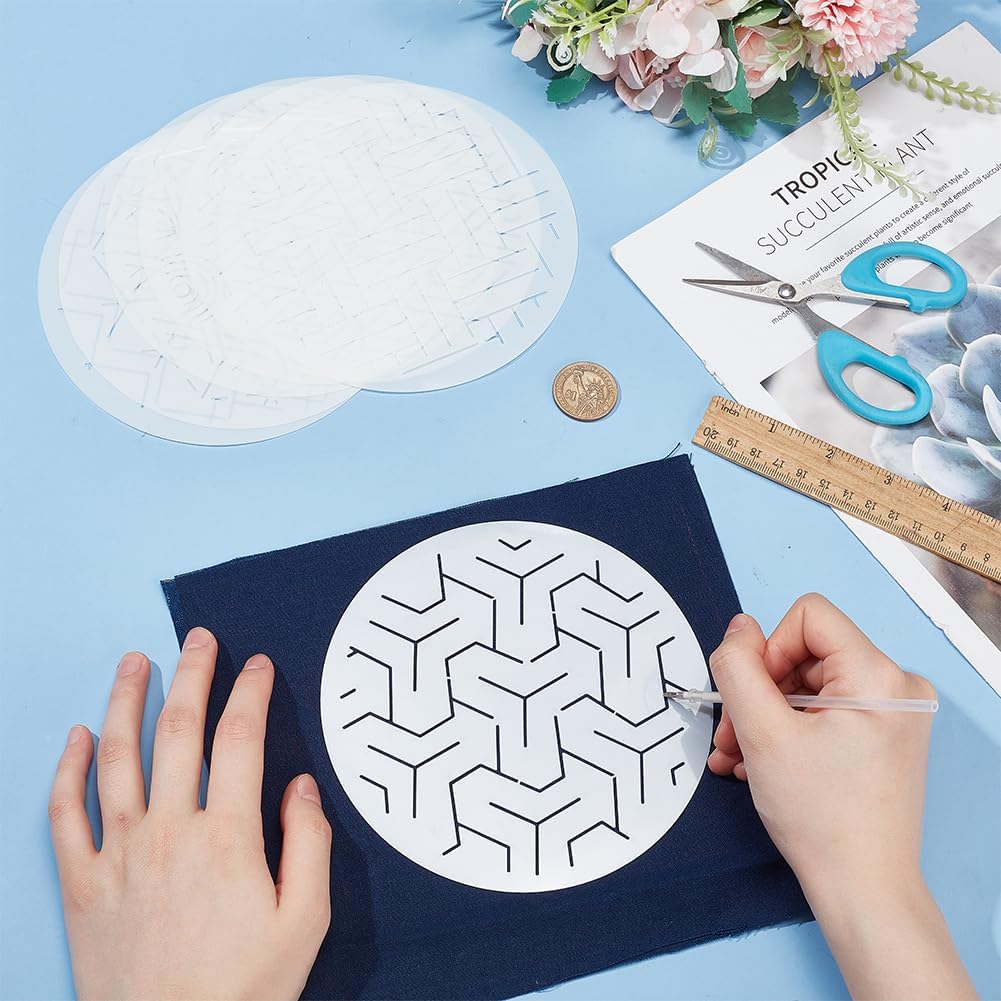 FREEBLOSS 12Pcs Sashiko Stencils Sashiko PET Template Drawing Line Template for Hand Quilting Sashiko Patterns Templates Flexible Embroidery Stencils for Hand Sewing Lovers 5.9 * 5.9''