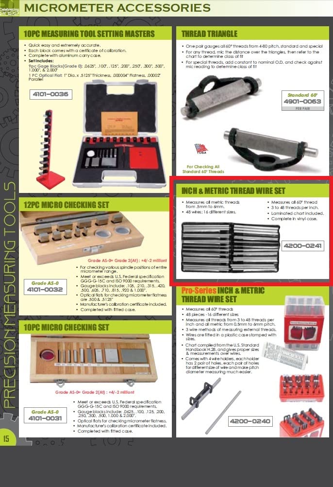 HHIP 4200-0241 48 Piece Thread Wire Measuring Set