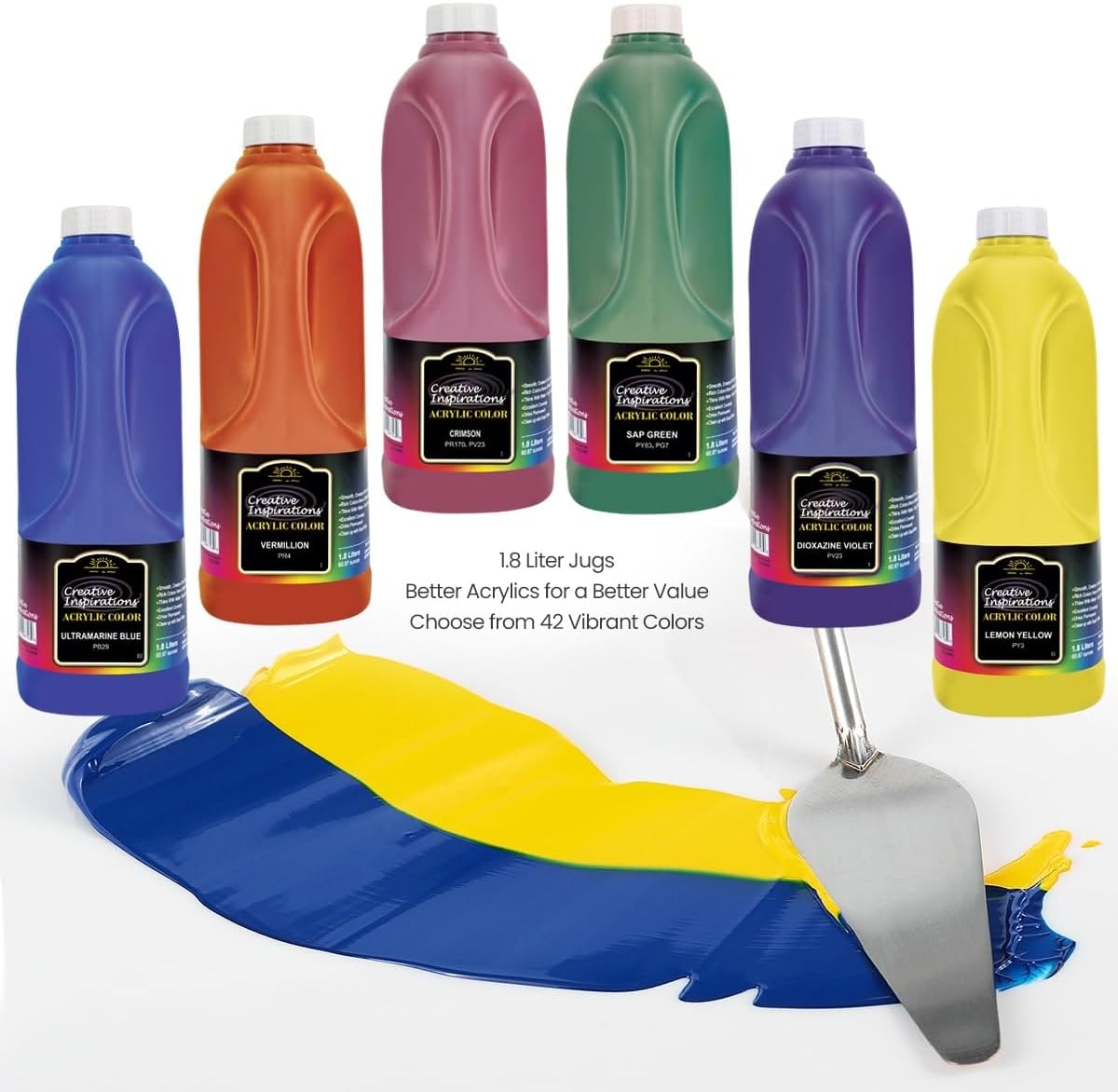 Creative Inspirations Acrylic Paint - Lemon Yellow - 1.8 Liter - Smooth & Creamy Consistency, Vibrant Pigmentation, Great Coverage for Artists - Clean Up with Soap & Water