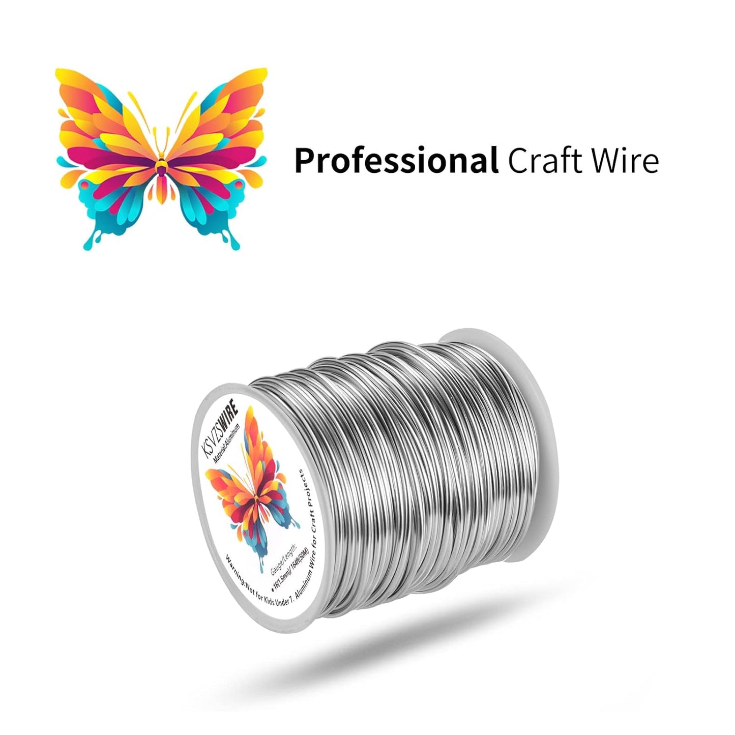 16 Gauge(1.5mm) Aluminum Wire 164 Feet(50M) KSVZS Bendable Metal Wire for Crafts, Sculpting, Armature, Jewelry Making【3-in-1】+18Gauge(1.0mm) 32.8Ft(10M)+1 Pliers(Silver)…