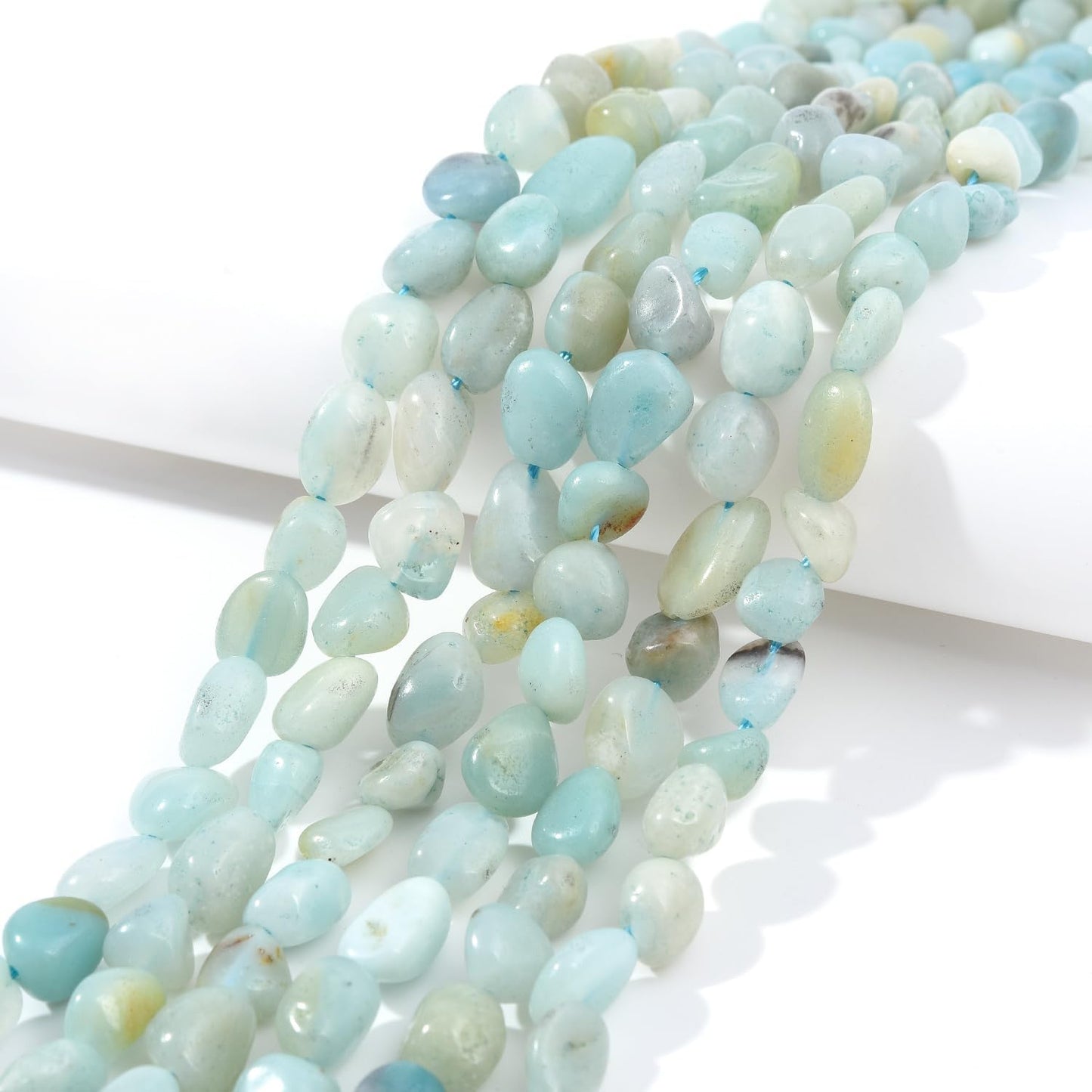 Amazonite Pebble Nugget Oval Free Tumbled Stone 6-8mm Natural Gemstone Loose Beads Approx 15.5 inch for DIY Jewelry Making