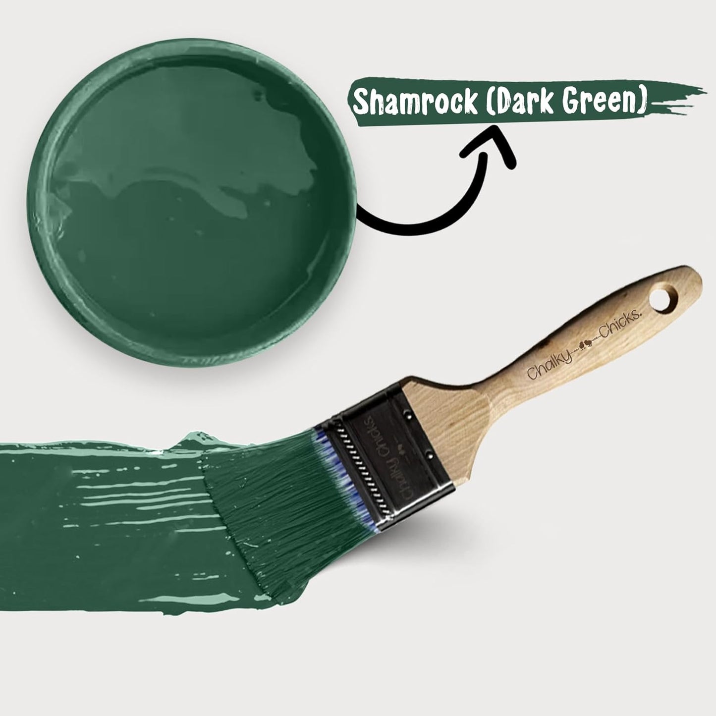 Chalky Chicks All-in-One Chalk Paint for Furniture or Cabinet - 8 Fl Oz - Matte Finish Shamrock (Dark Green) for Metal, Wood Furniture Paint - No Sanding All-in-One for Home Decor & Crafts, USA Made