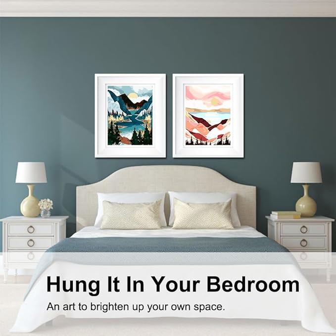 BAISITE Paint by Numbers Kit for Adults Beginners,8" Wx12 L 2 Pack Canvas for Painting Kits for Adults in Colorful Box 1112-ALREADY Framed