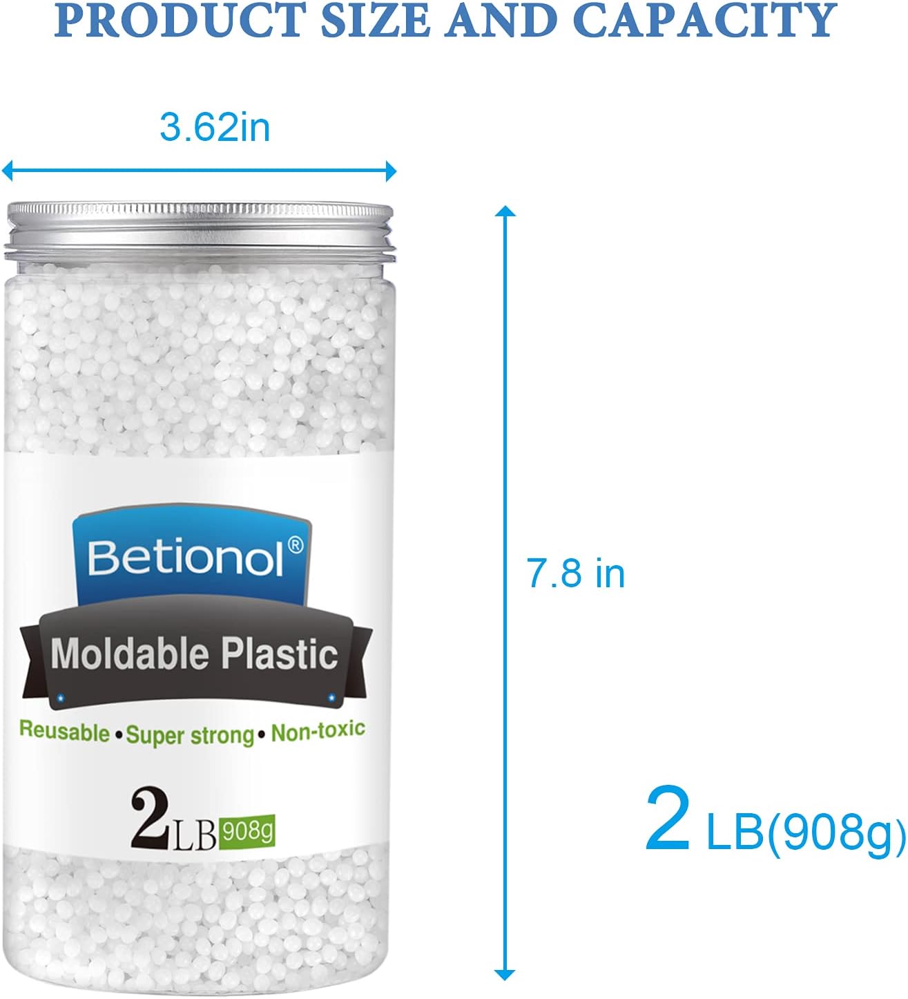 Betionol Moldable Plastic Clay, 2Lb/32oz White Modeling Clay Thermoplastic Beads for DIY Modeling Making Creative Activity, Good Creating Teaching Kits for Adults or Kids