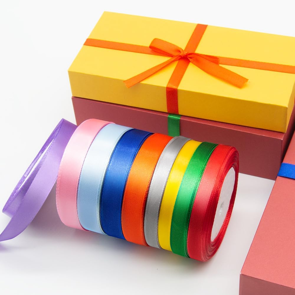 1-1/2" x 25 Yards Satin Ribbon, Black Silk Ribbon Ideal for Gift Wrapping, Floral Bouquets, Crafts, Wedding Party Decorations, Christmas and Sewing Projects