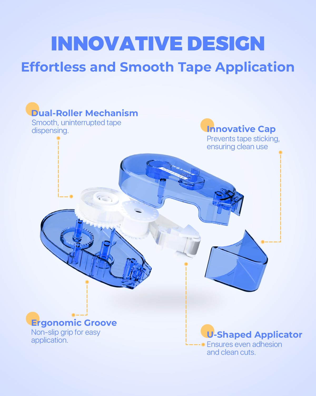 Double-Sided Tape Roller for Scrapbooking 6-Pack (0.31IN x 30FT) Adhesive Tape Glue Runner, Scrapbook Supplies and Craft Supplies for Scrapbooking, Gift Wrapping and Photo Tape