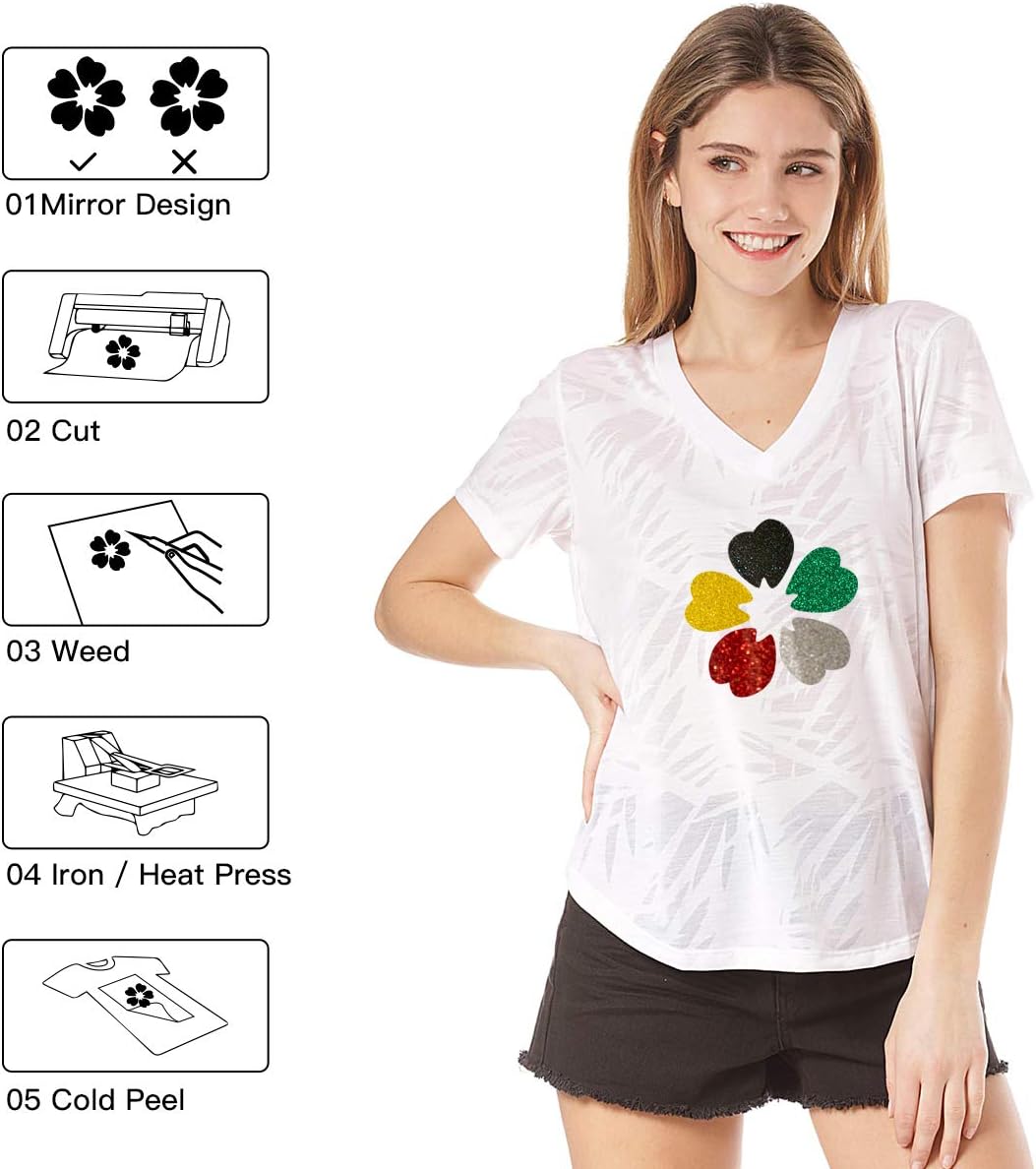 HTVRONT Blue Glitter HTV Heat Transfer Vinyl Rolls - 10" x 8ft Glitter HTV Vinyl for Shirts, Easy to Cut & Weed for Heat Vinyl Design