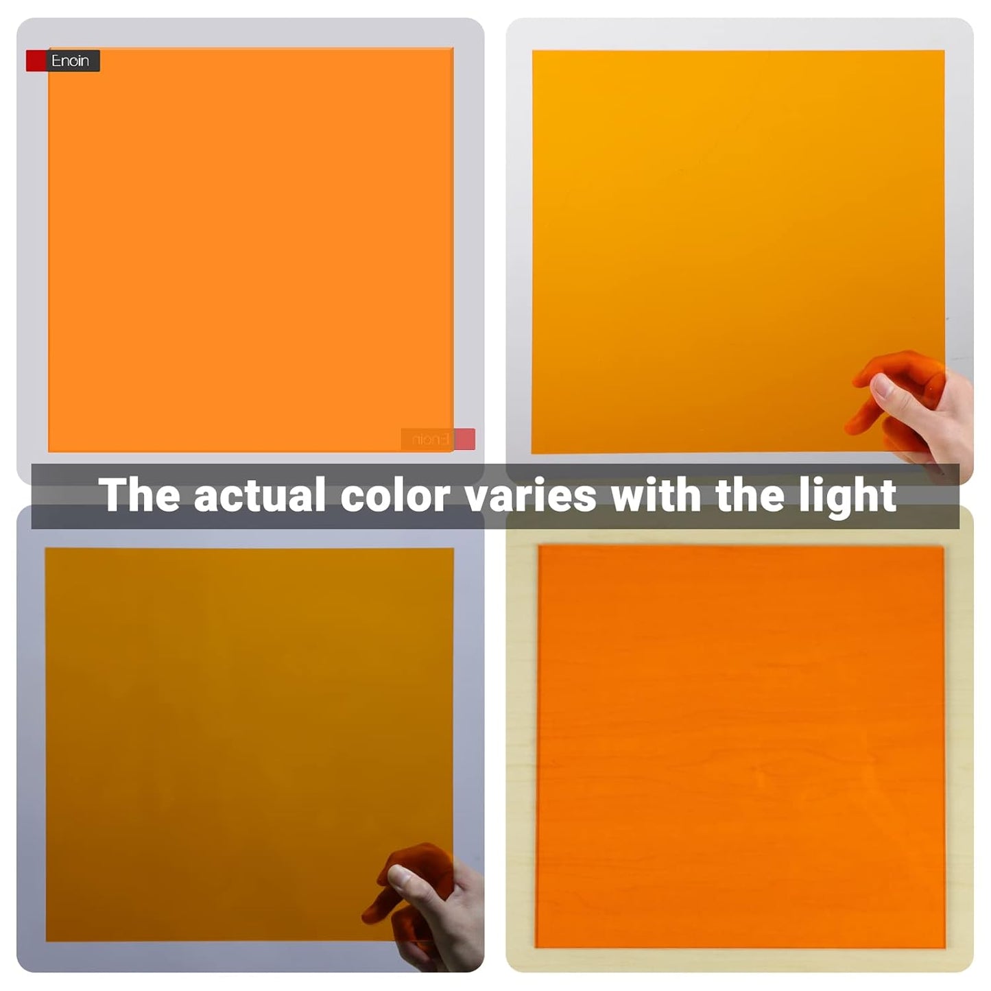 Enoin 2 Pack 12x16 Translucent Orange Acrylic Sheet - Cut to Size Plexiglass Sheets 1/8 inch Thick, Colored Plastic Board Panel for Art Craft, DIY, Painting