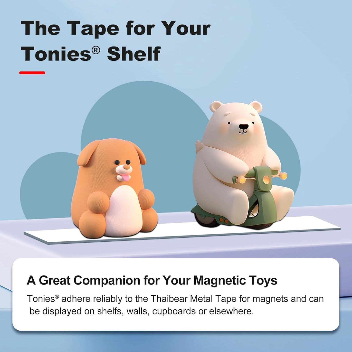 Thaibear Metal Strips (1.4'' Wide x 15 ft Long) Flexible Self Adhesive Ferrous Magnet Tape Roll