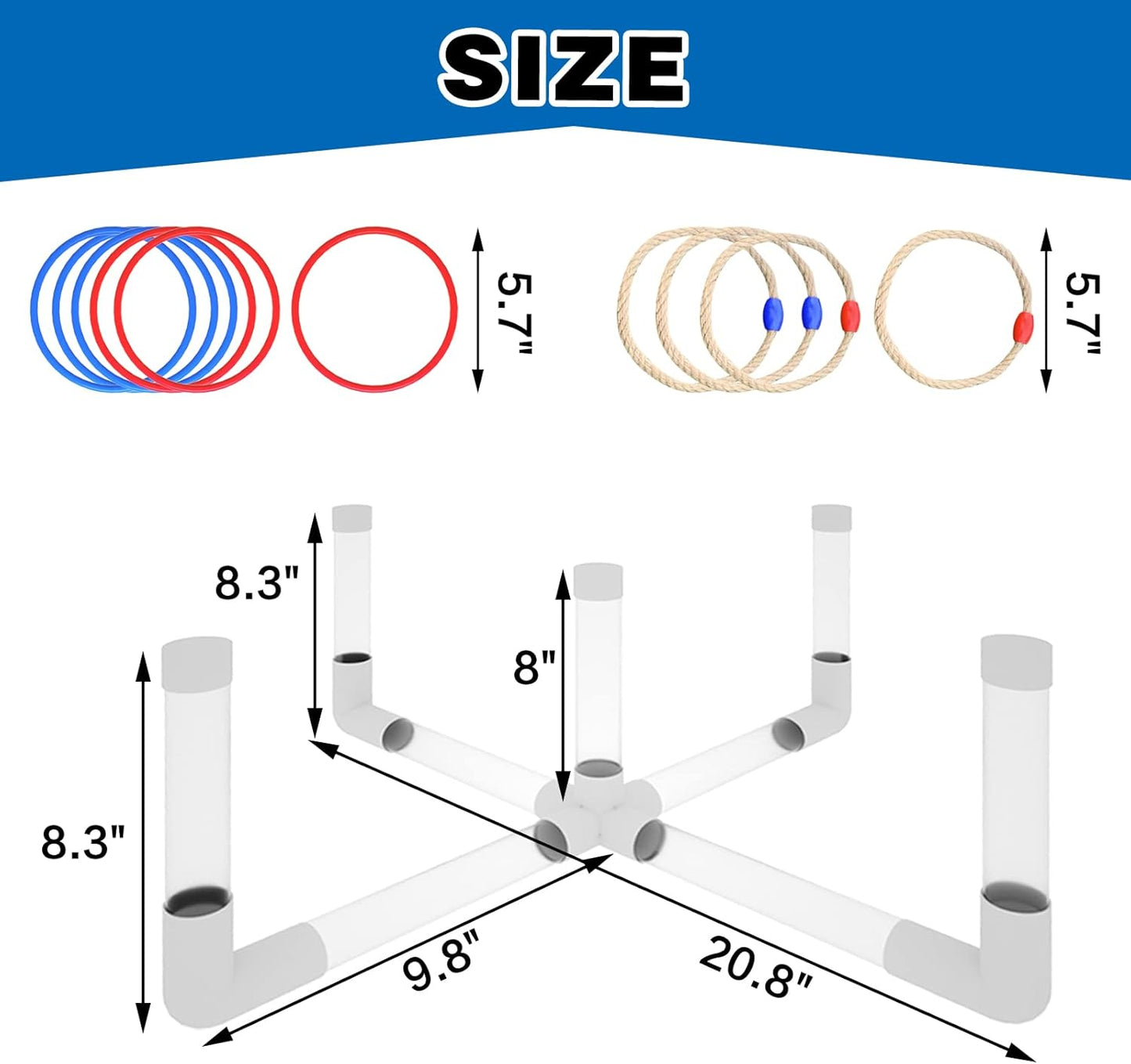 MOLACHI Ring Toss Games for Adults and Kids,Yard Games,Outdoor Indoor Games with LDE Light,Easy to Set Up w/Compact Carry - Backyard Toys,Christmas Party Toss Game for The Whole Family