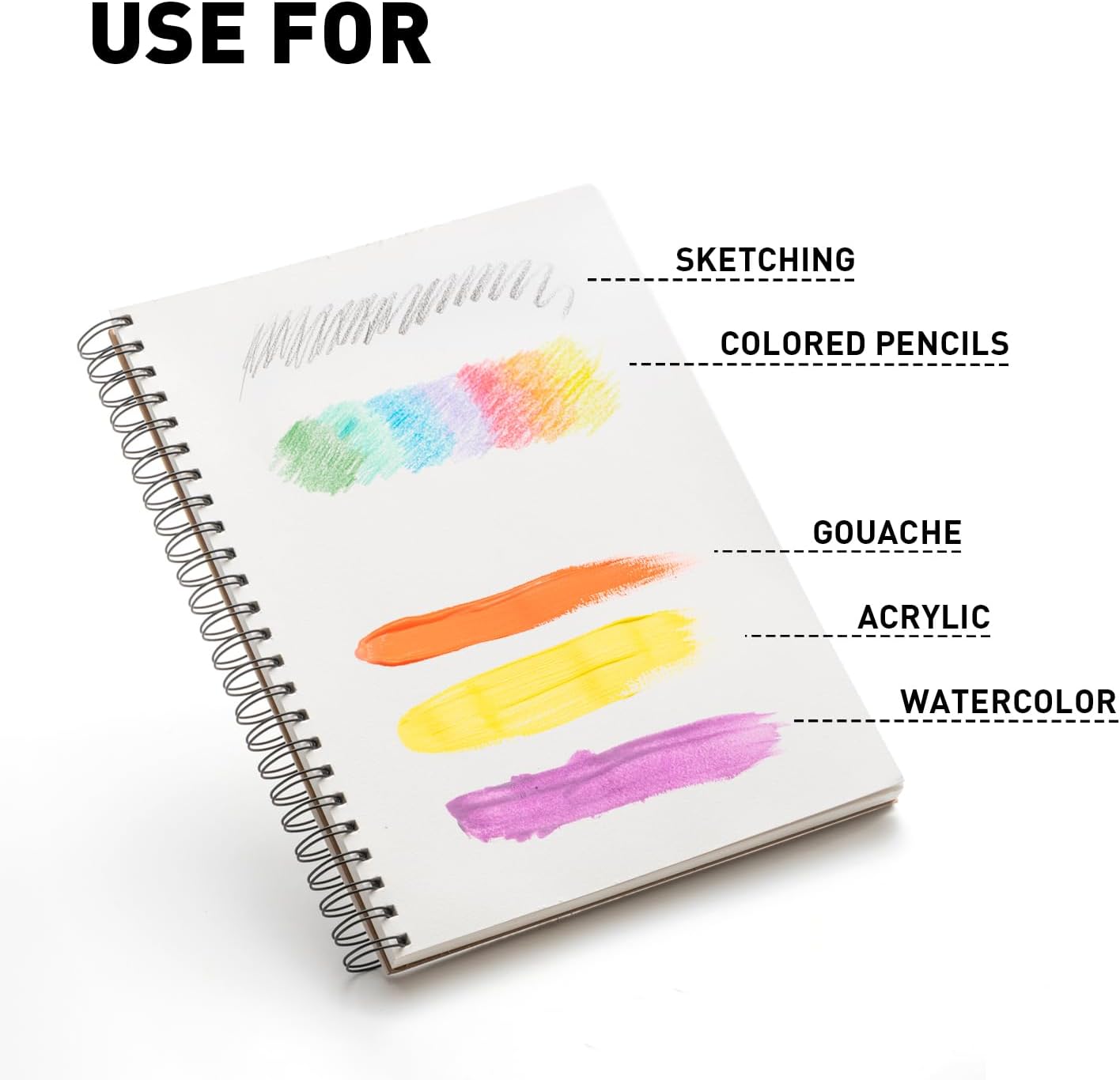 HIMI Mix Media Paper Pad 9X12''(180g/m²) 40 Sheets Mix Paper Pad, Side Wire Bound, Fine Texture, in Gouache Acrylic Art Pad for Sketching, Ink Sketch Book, Art Supplies Drawing Pad Gift (Pink)