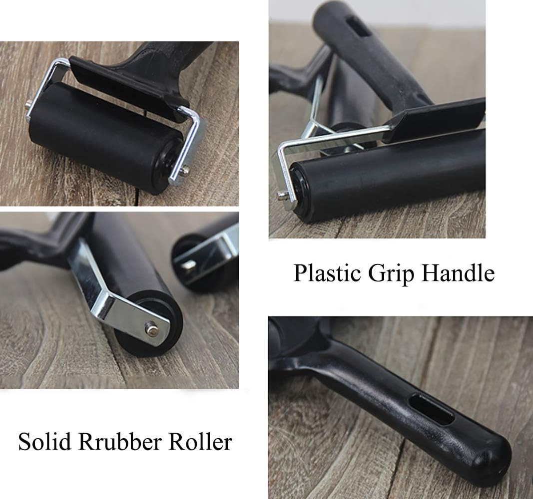 Yesland 4 Pcs Brayer Roller, Black Rubber Roller for Printmaking Wallpapers Stamping Gluing Application - 3-7/8 & 2-3/8 Inches