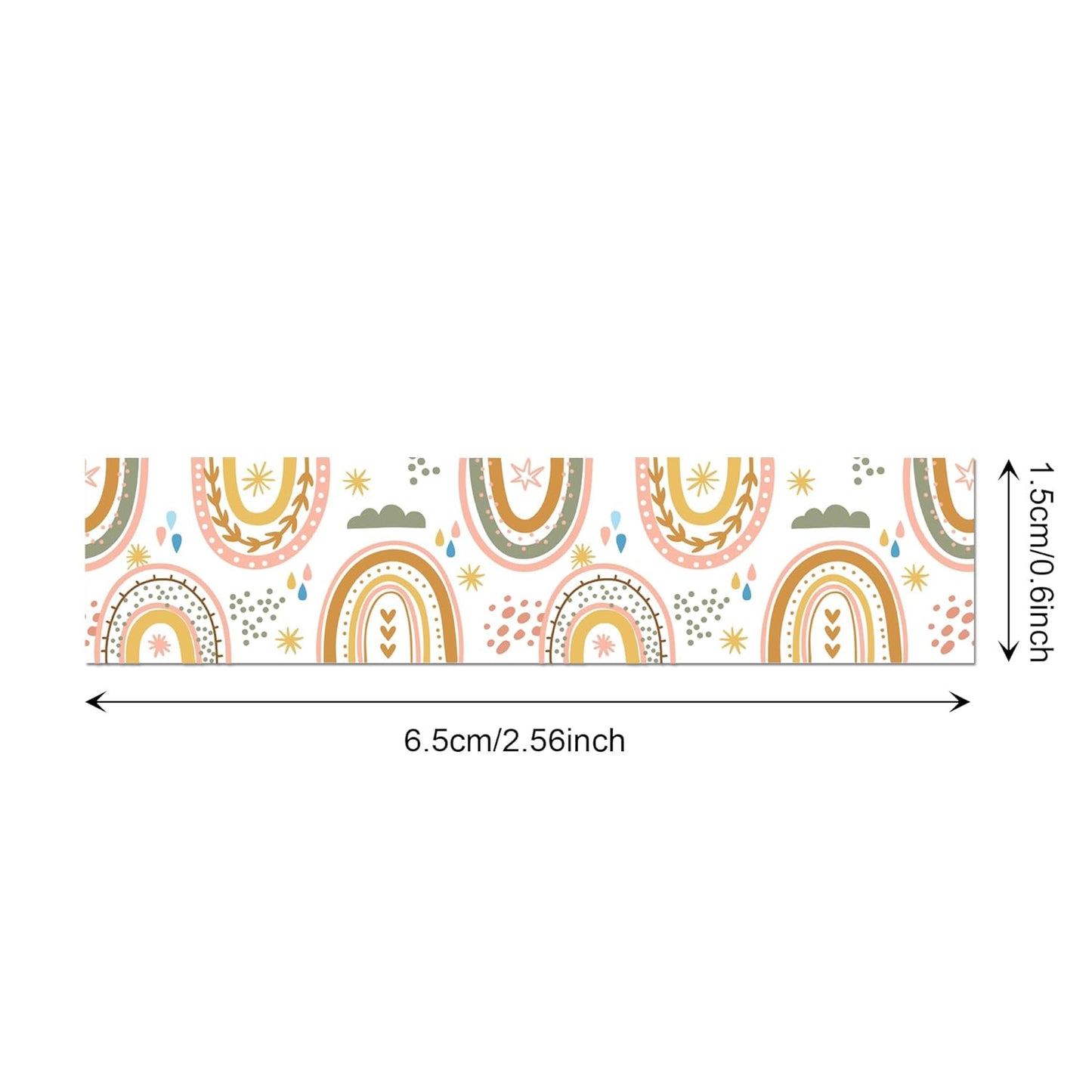 12 Rolls Washi Tape Boho Washi Tape Set Vintage Rainbow Sun Stars Masking Tapes Decorative Paper Stickers Decorative Tapes for DIY Art Crafts Wrapping Decor Junk Journal Scrapbooking Gifts Stickers