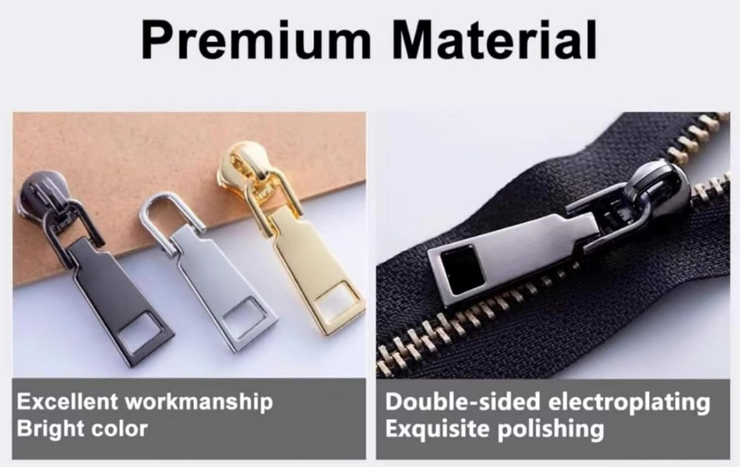 AKTIOIN Metal Zipper Repair Kit for Jackets, Luggage, Bags, Backpack, No Sewing Required Detachable Zip Heads Zipper Pull Replacement (Golden, #5)