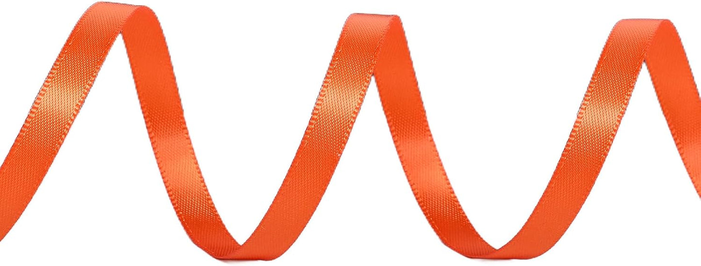 YAMA Orange Double Faced Satin Ribbon 1/4 Inch 25 Yards Orange Ribbon for Gift Wrapping Crafts Hair Bows Wedding Party Decoration