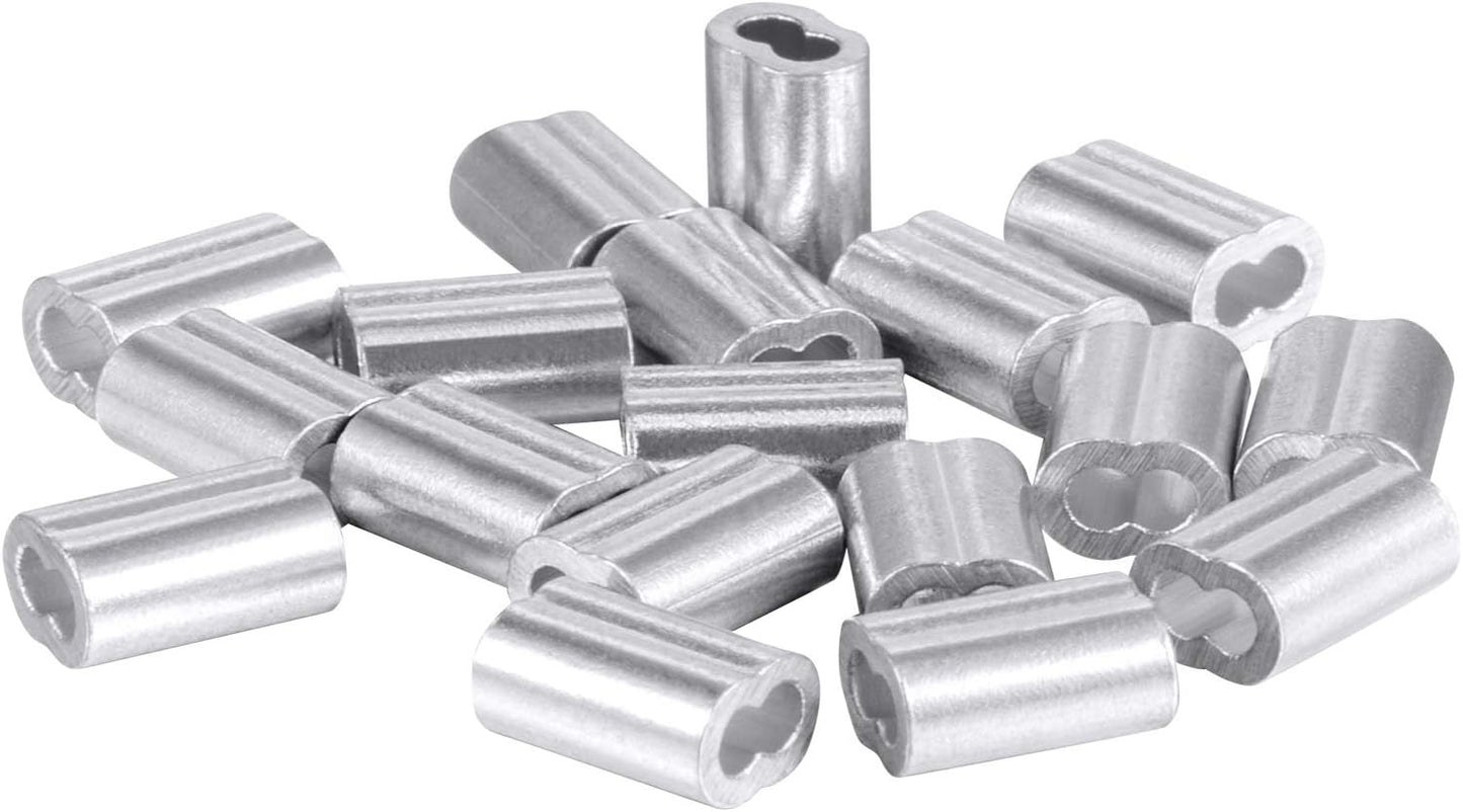 Chengu Vinyl Coated Picture Frame Hanging Wire, Stainless Steel Wire Spool with 20 Pieces Aluminum Crimping Loop Sleeve, Supports up to 110 Lbs (1.5 mm x 98 Feet) (Pack of 2)