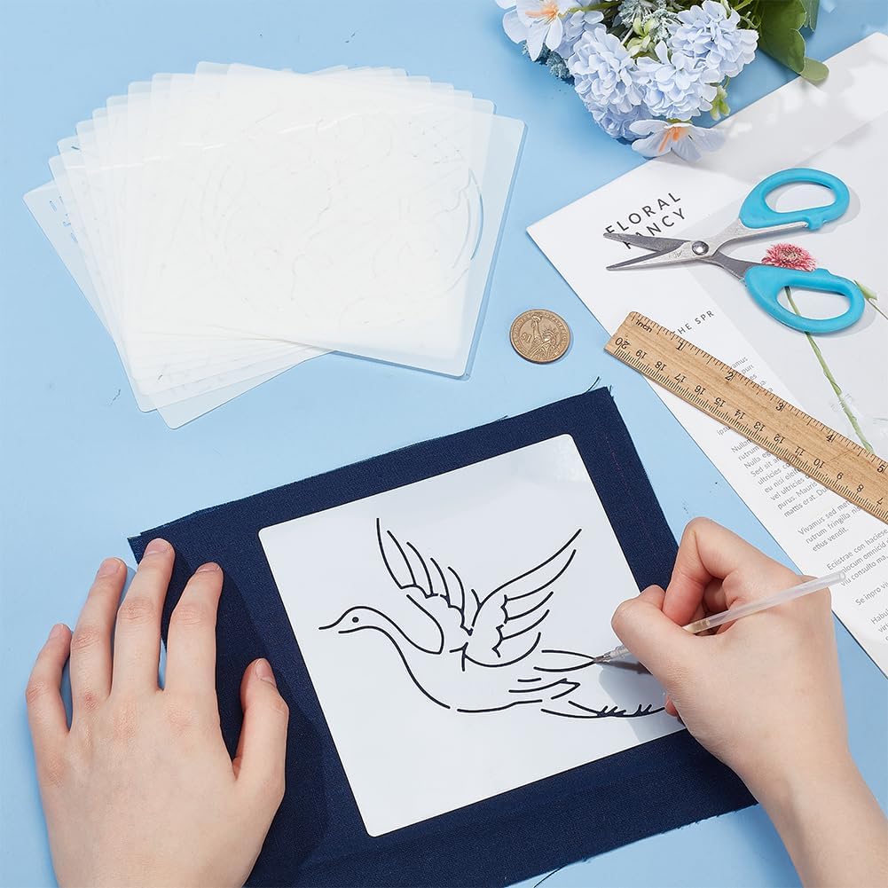 FREEBLOSS Sashiko Stencil Christmas Tree Embroidery Patterns Stencils for Drawing Sashiko Template for Hand Quilting and Embroidery Sashiko Stencils Acrylic 14x14cm