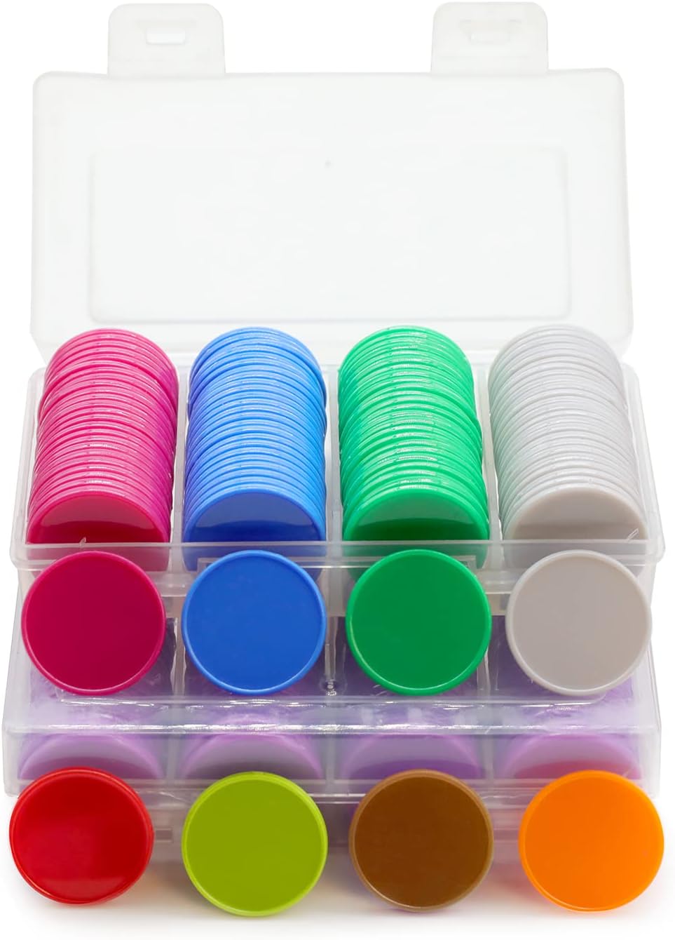 Set of 100 Opaque Plastic Learning Counters Mini Poker Chips Game Tokens with Storage Box (Chocolate, 1.26 Inch)