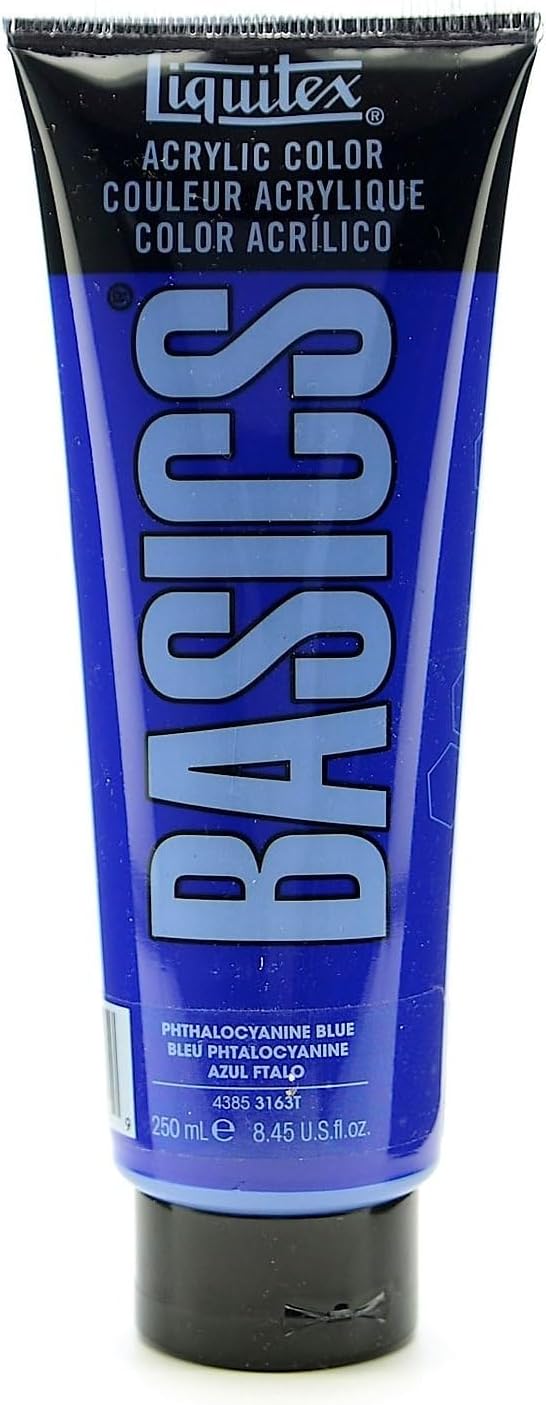 Liquitex BASICS Acrylic Paint, 250ml (8.5-oz) Tube, Phthalocyanine Blue