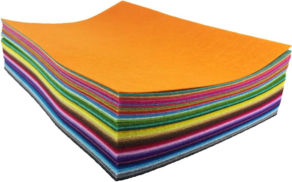 flic-flac 48PCS 8 x 12 inches (20 x 30cm) Assorted Color Felt Fabric Sheets Patchwork Sewing DIY Craft 1mm Thick … (20cm * 30cm, 48pcs)