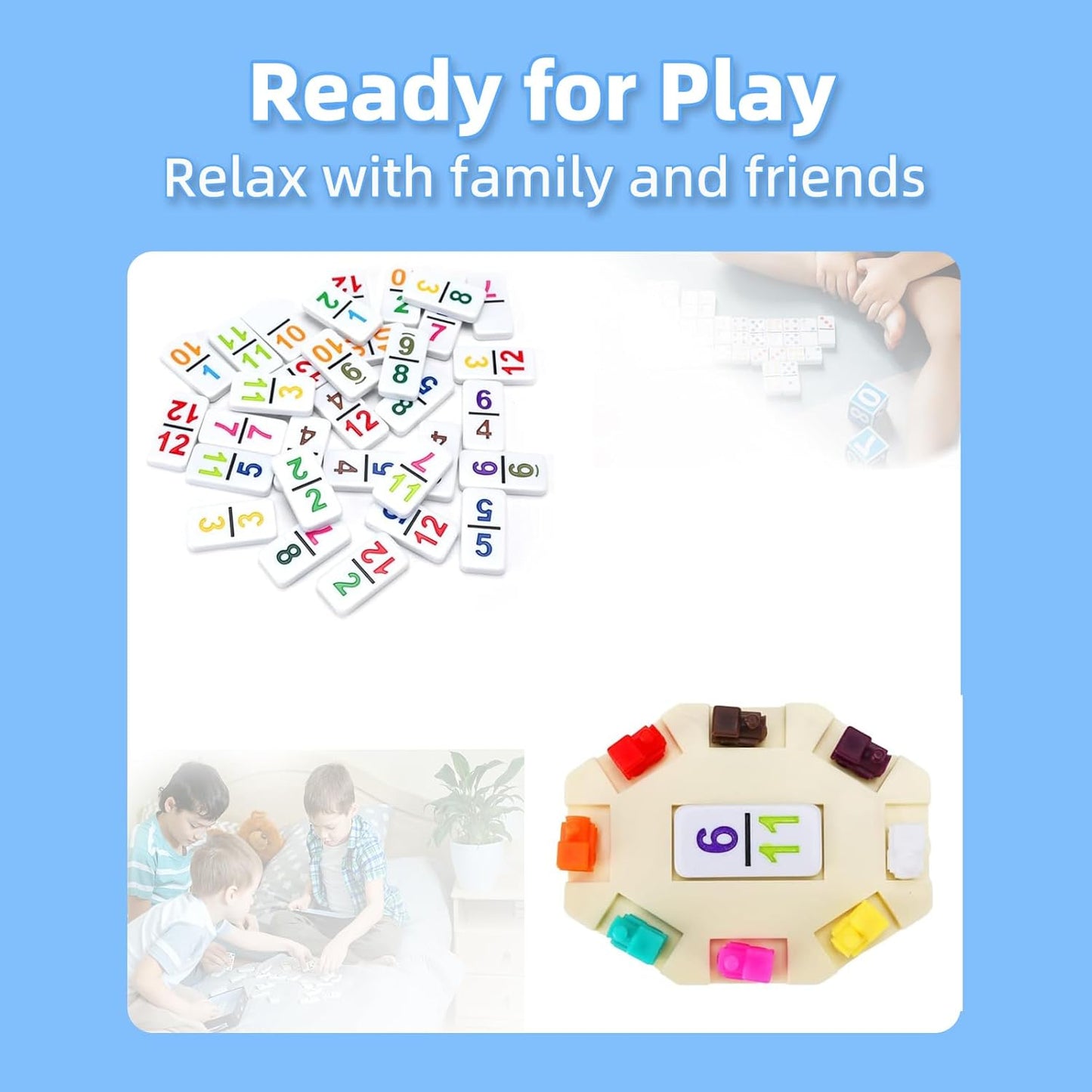 Travel Protable Mexican Train Dominoes Set Numbers Double 12 Dominoes Set with 91 Colored Tiles Number Domino Set for Kids, Adults Family Board Team Games