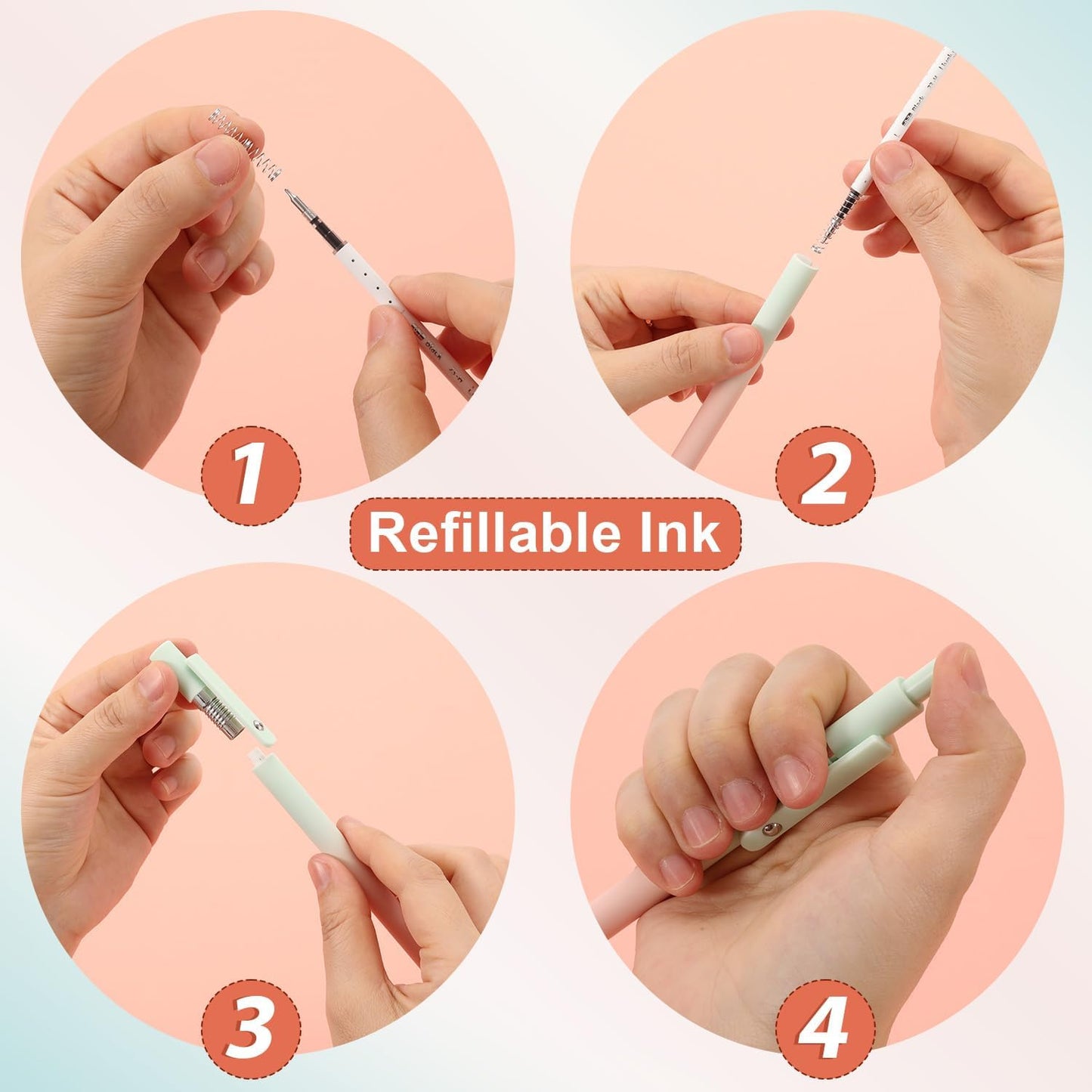 FIOVER 5pcs Gel Pens Black Ink Medium Point 0.7mm Pens Smooth Writing High-End Series Cute Ballpoint for Journaling Note Taking, Office School Supplies Gifts for Women and Men